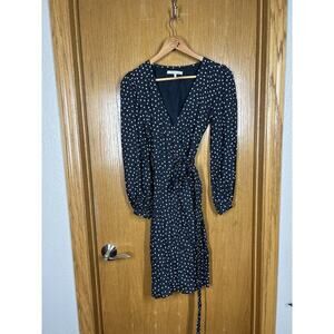 Emerson Fry Juliette Polka Dot Wrap Dress Size Small Black White